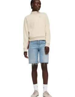 Puma Class Relaxed Half-Zip Hoodie in Cream
