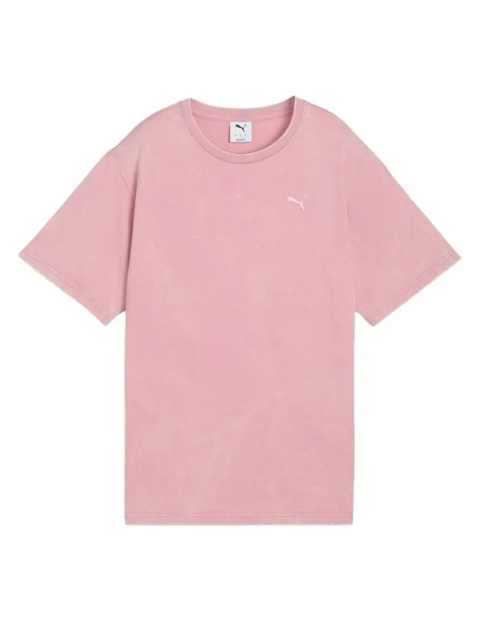 Puma Ess Elevated Wash Tee in Pink