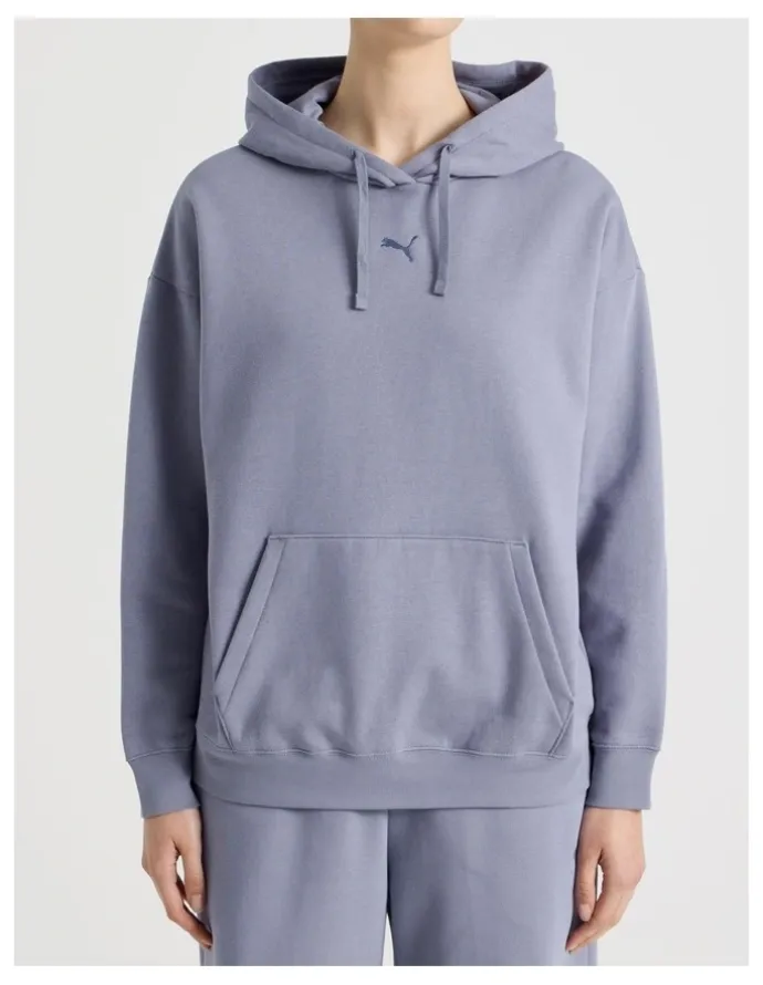 Puma Essentials Cat Logo Hoodie in Grey Sky