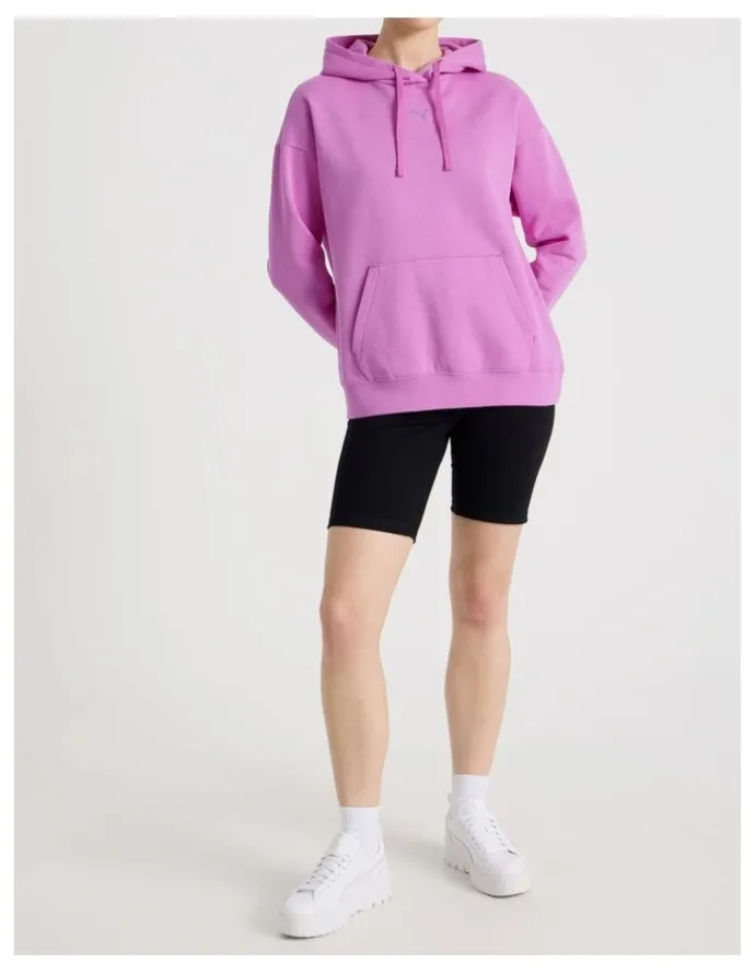 Puma Essentials Cat Logo Hoodie in Mauve Pop