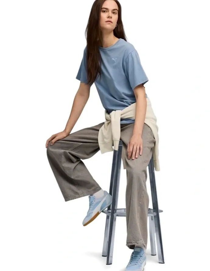 Puma Essentials Elevated Wash Tee in Blue