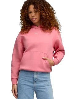Puma Essentials Elevated Logo Hoodie in Pink