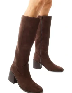 Ravella Camille Knee Boot in Chocolate Micro