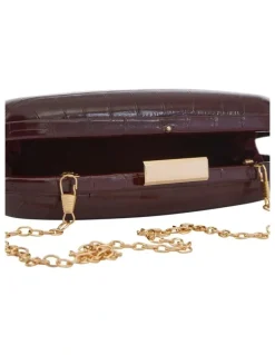 Ravella Chic Clutch Bag in Bordeaux Croc