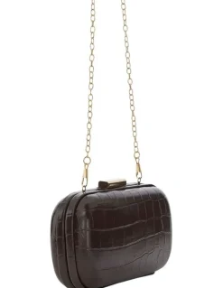 Ravella Chic Clutch Bag in Chocolate Croc