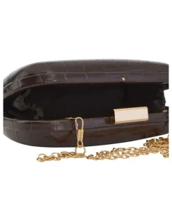 Ravella Chic Clutch Bag in Chocolate Croc