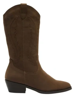 Ravella Cowboy Western Boots in Brown