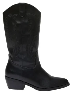 Ravella Cowboy Western Boots in Black