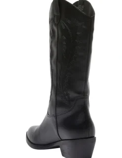Ravella Cowboy Western Boots in Black