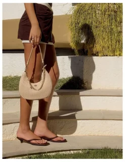 Ravella Julia Shoulder Bag in Nude/Raffia