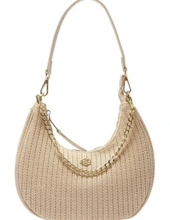 Ravella Julia Shoulder Bag in Nude/Raffia