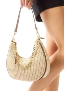 Ravella Julia Shoulder Bag in Tan/Raffia