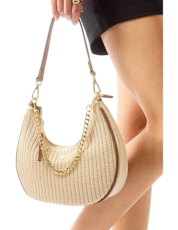 Ravella Julia Shoulder Bag in Tan/Raffia
