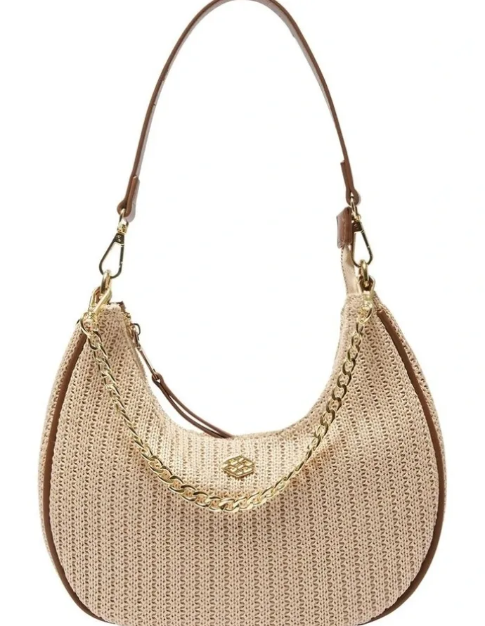 Ravella Julia Shoulder Bag in Tan/Raffia