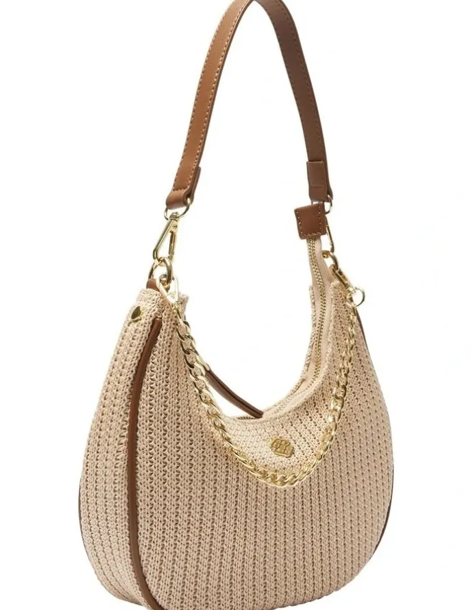 Ravella Julia Shoulder Bag in Tan/Raffia
