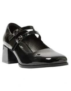Ravella Metro Heeled Shoes in Black Patent