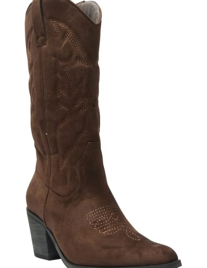 Ravella Nash Western Boots in Chocolate Micro