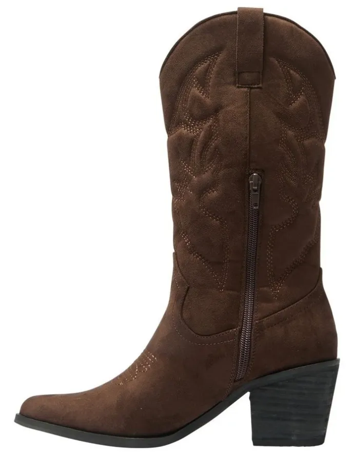 Ravella Nash Western Boots in Chocolate Micro