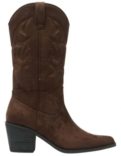 Ravella Nash Western Boots in Chocolate Micro