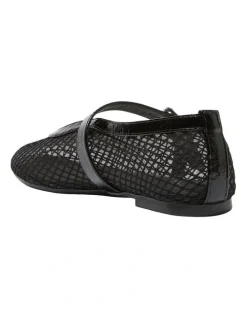 Ravella Reign Ballet Flats in Black Mesh