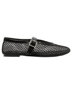 Ravella Reign Ballet Flats in Black Mesh