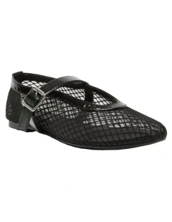 Ravella Reign Ballet Flats in Black Mesh