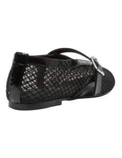 Ravella Reign Ballet Flats in Black Mesh