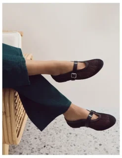Ravella Reign Ballet Flats in Black Mesh