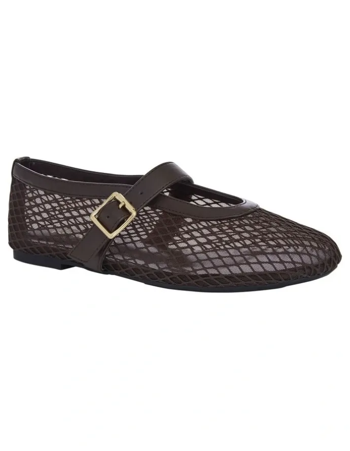Ravella Reign Flat Shoes in Chocolate Mesh
