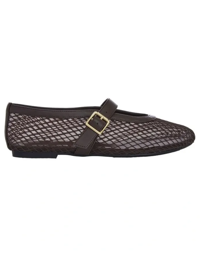 Ravella Reign Flat Shoes in Chocolate Mesh
