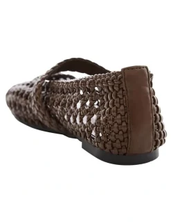 Ravella Retro Flat Shoes in Chocolate Weave