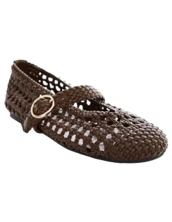 Ravella Retro Flat Shoes in Chocolate Weave