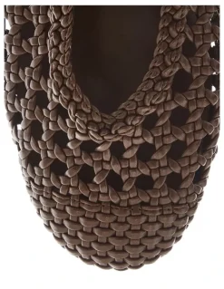 Ravella Retro Flat Shoes in Chocolate Weave