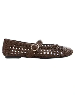 Ravella Retro Flat Shoes in Chocolate Weave
