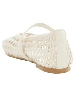 Ravella Retro Flat Shoes in Ivory Weave