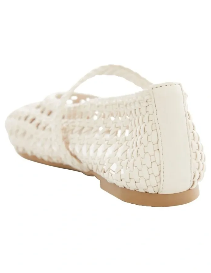 Ravella Retro Flat Shoes in Ivory Weave