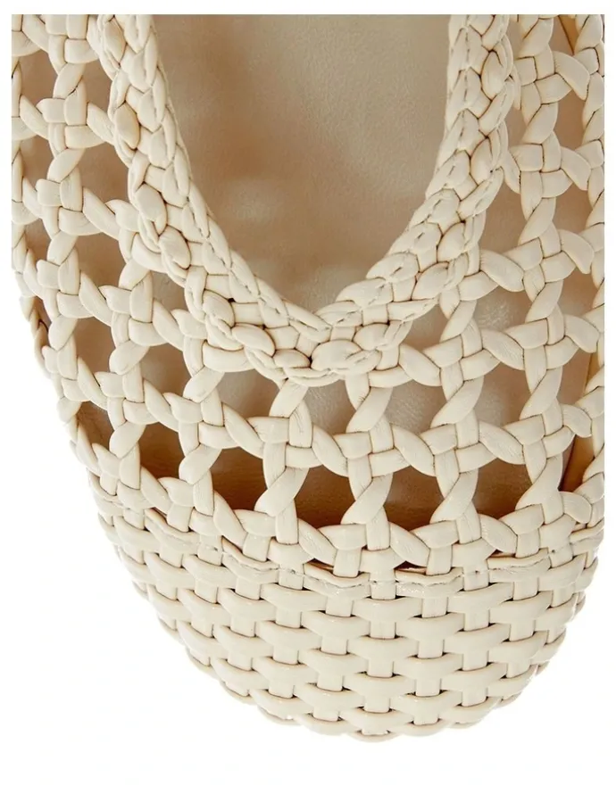 Ravella Retro Flat Shoes in Ivory Weave