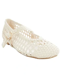 Ravella Retro Flat Shoes in Ivory Weave
