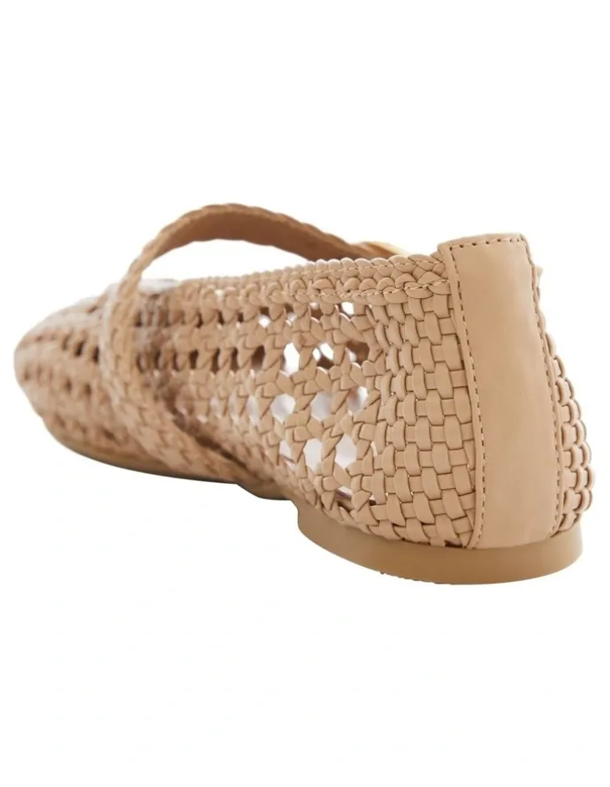 Ravella Retro Flat Shoes in Nude Weave