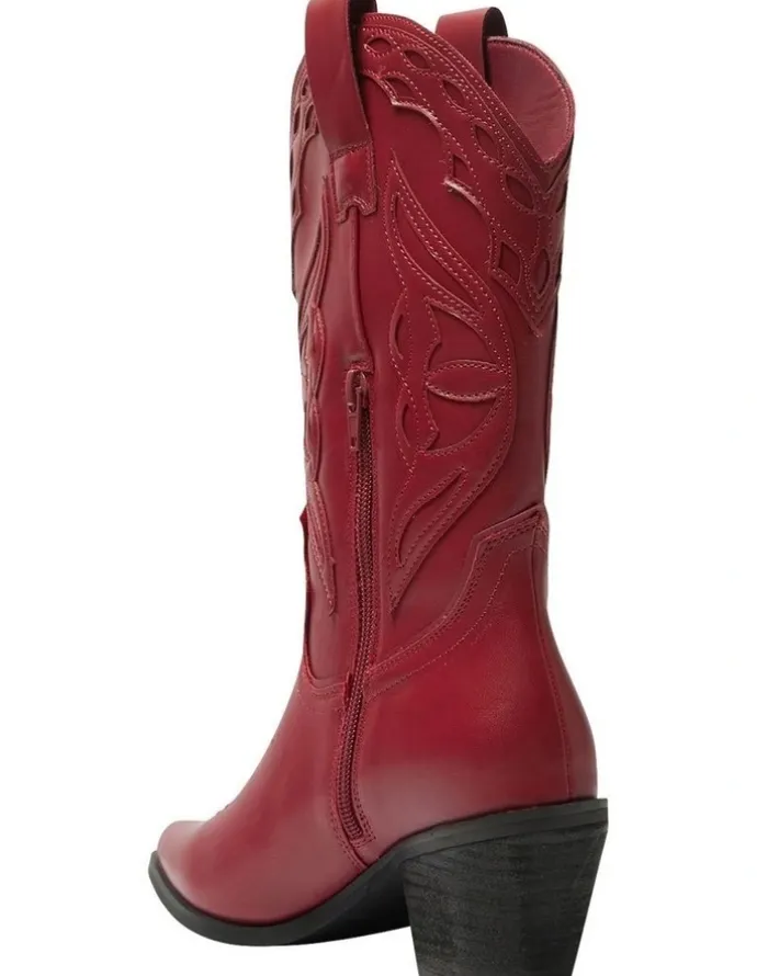Ravella Rodeo Western Boots in Red