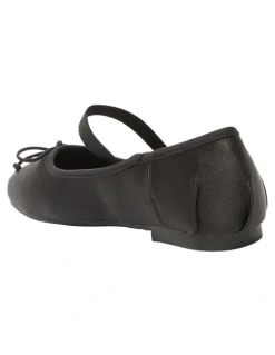 Ravella Rose Flat Shoes in Black Satin