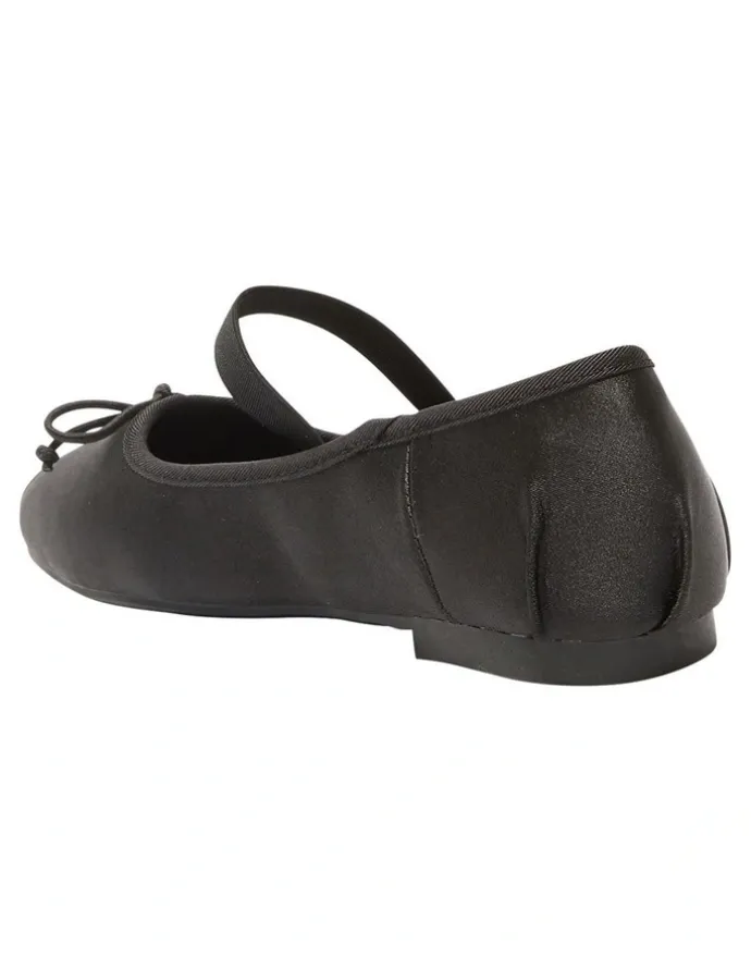 Ravella Rose Flat Shoes in Black Satin