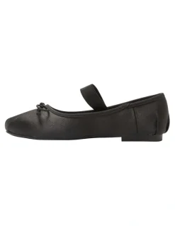 Ravella Rose Flat Shoes in Black Satin