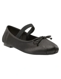 Ravella Rose Flat Shoes in Black Satin