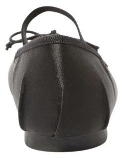 Ravella Rose Flat Shoes in Black Satin