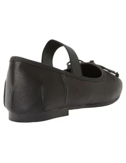 Ravella Rose Flat Shoes in Black Satin