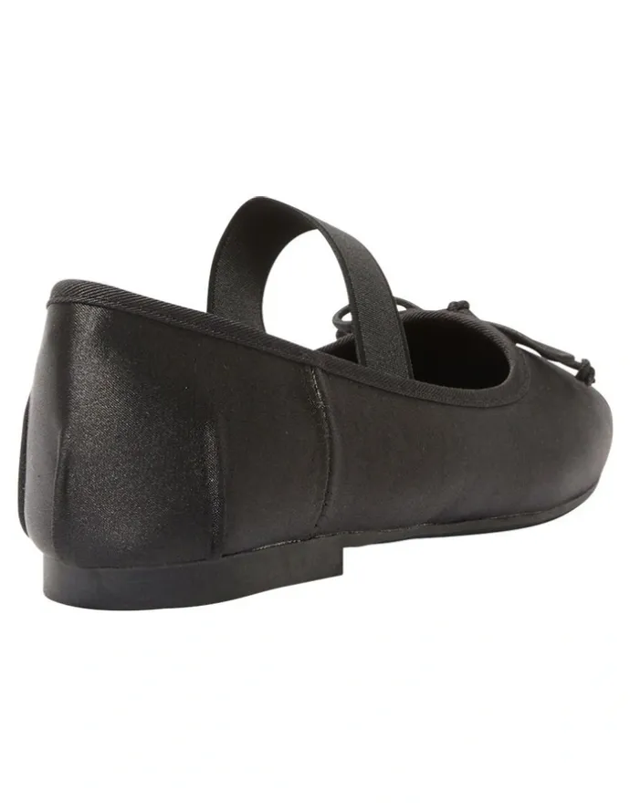Ravella Rose Flat Shoes in Black Satin