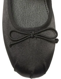 Ravella Rose Flat Shoes in Black Satin