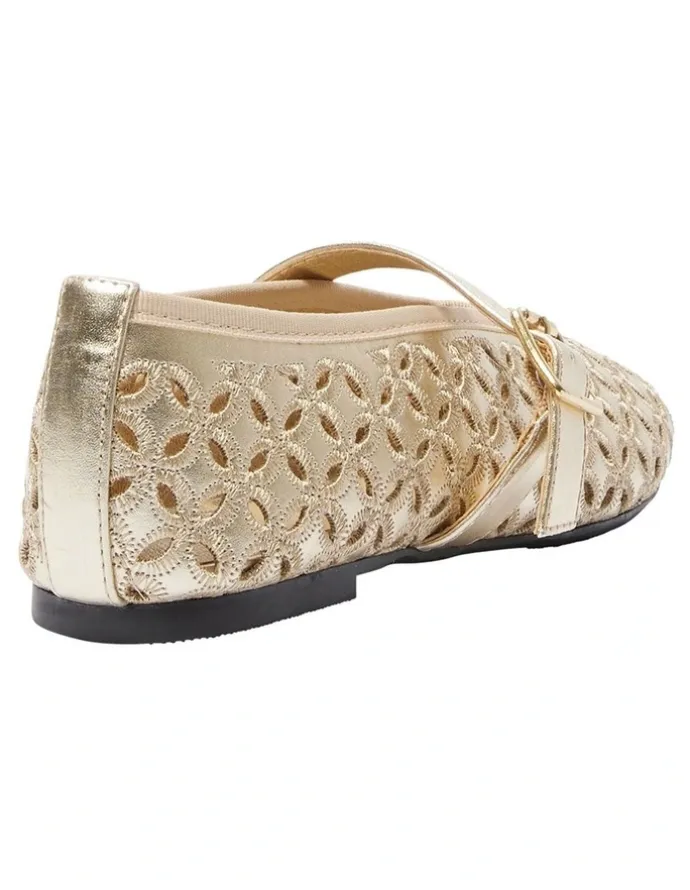 Ravella Rosie Flats Ballet in Gold Metallic