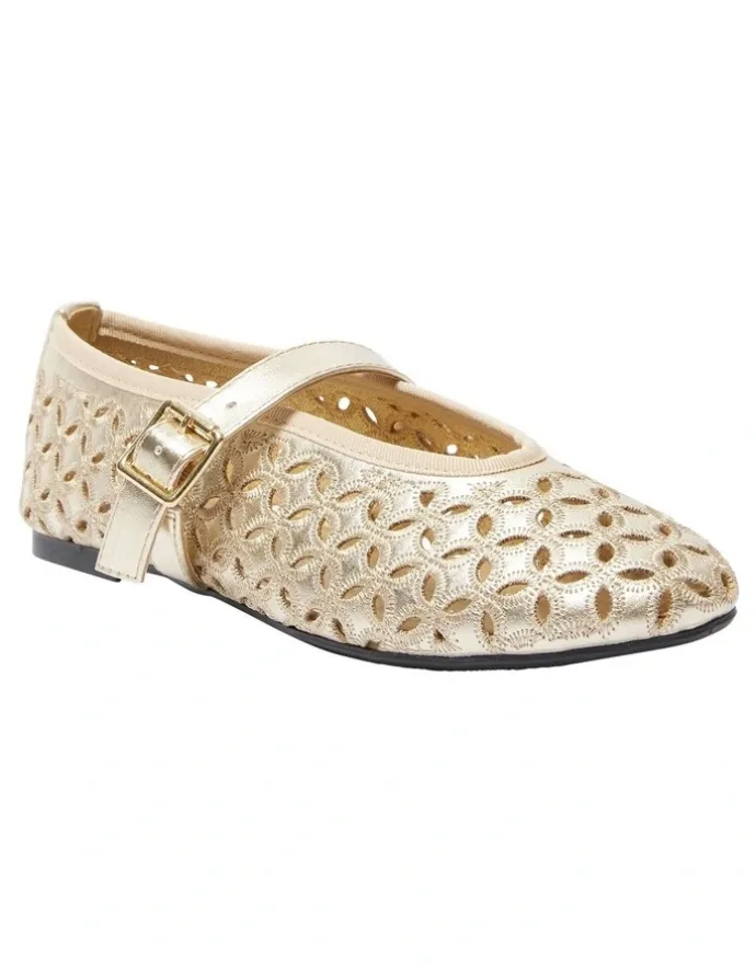 Ravella Rosie Flats Ballet in Gold Metallic